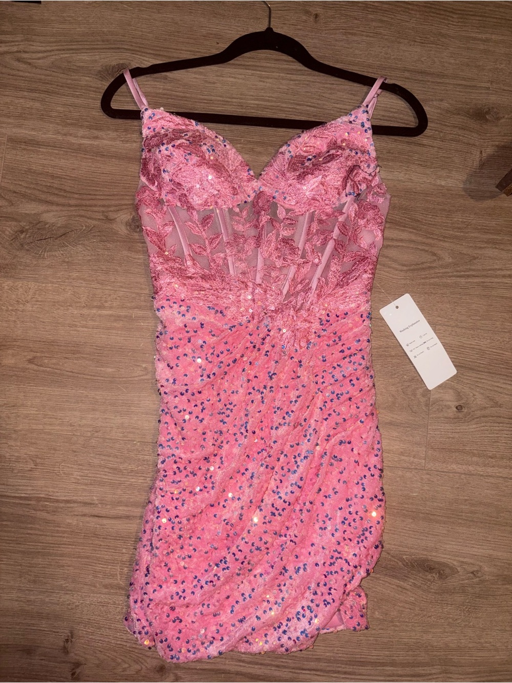 Pink Lace & Sequin Bodycon Dress